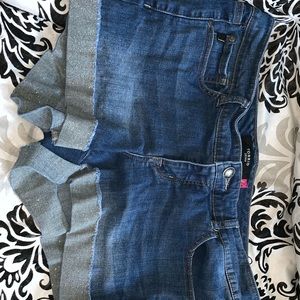 Glitter hem denim shorts
